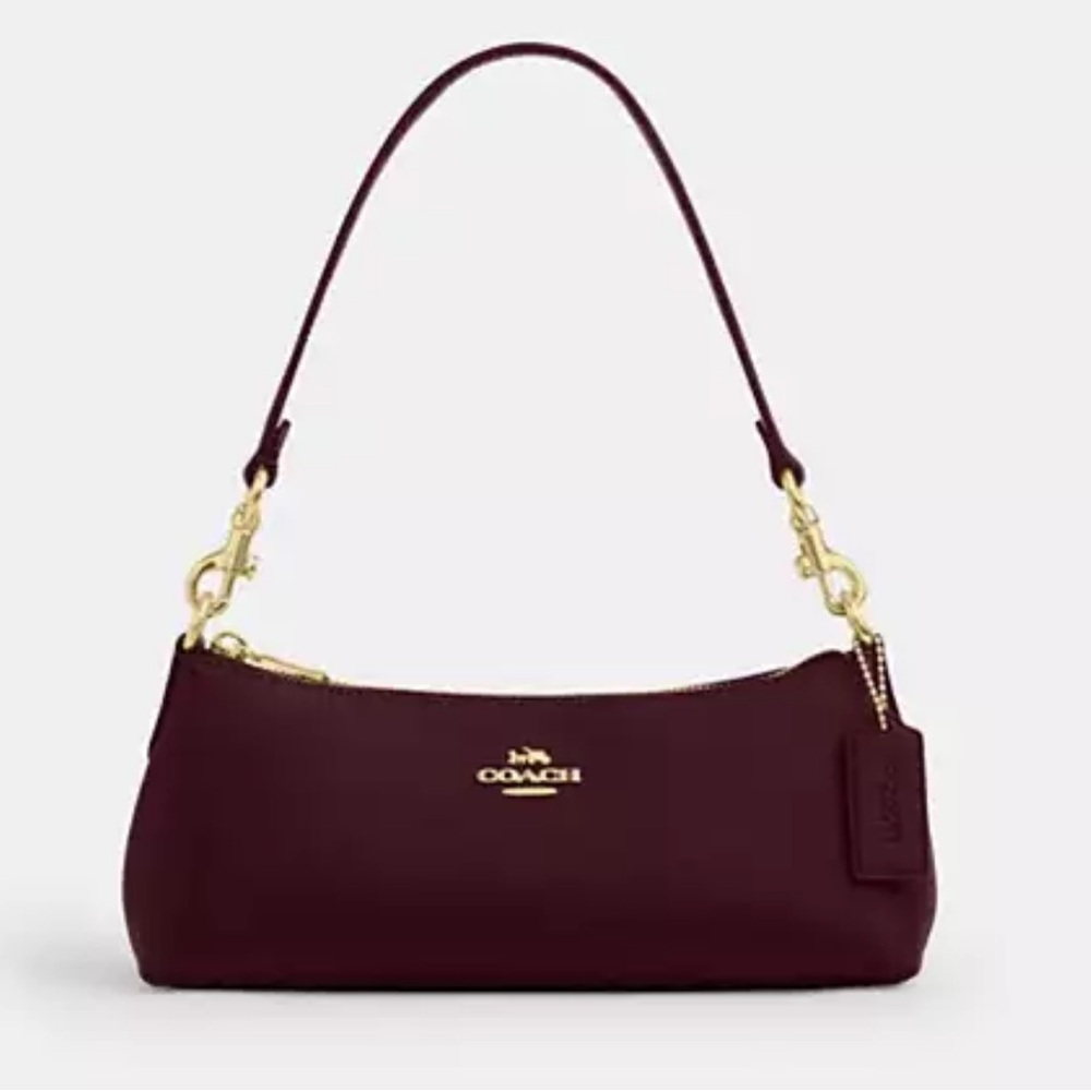 Coach Burgundy Shoulder Bag with Gold Hardware